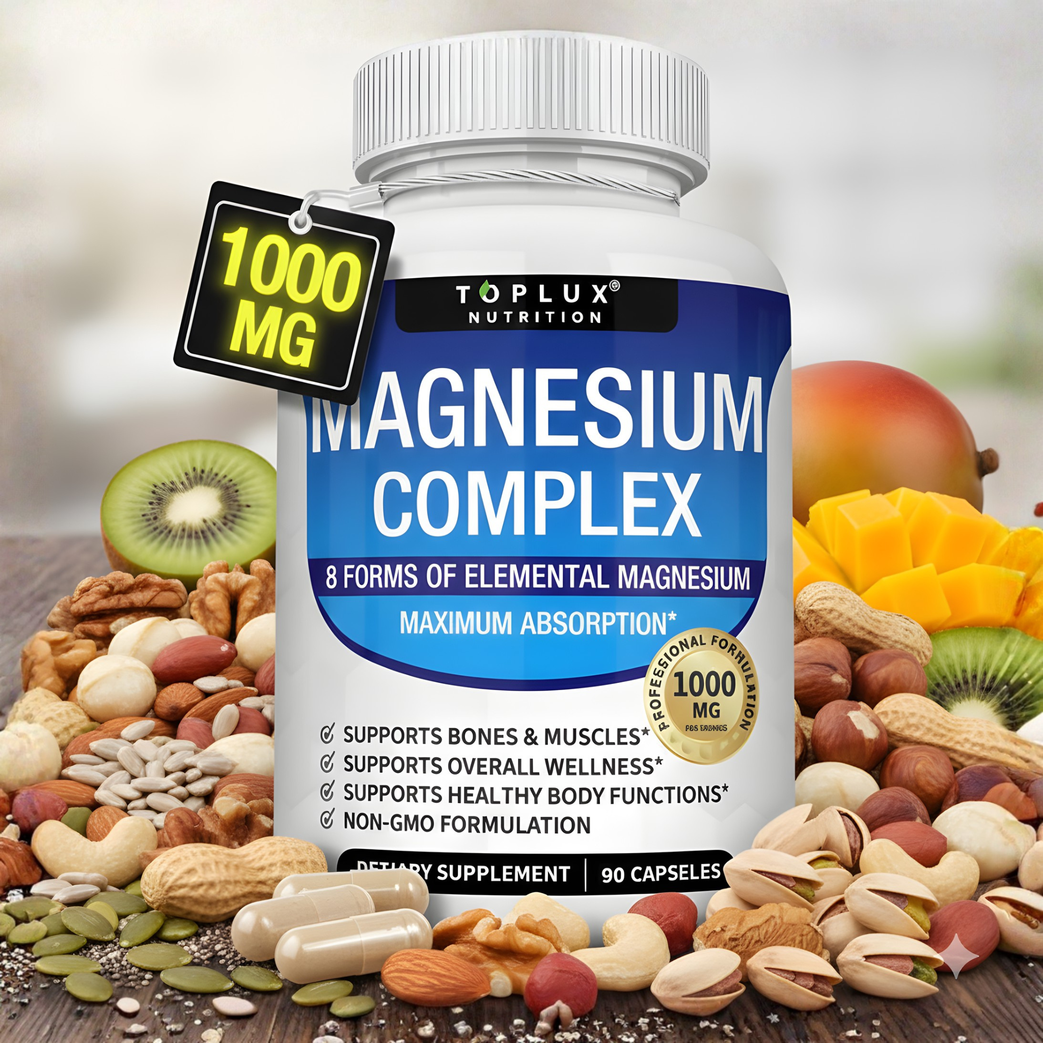 Toplux Magnesium Complex 8 Essential Magnesium Supplement 1000Mg
